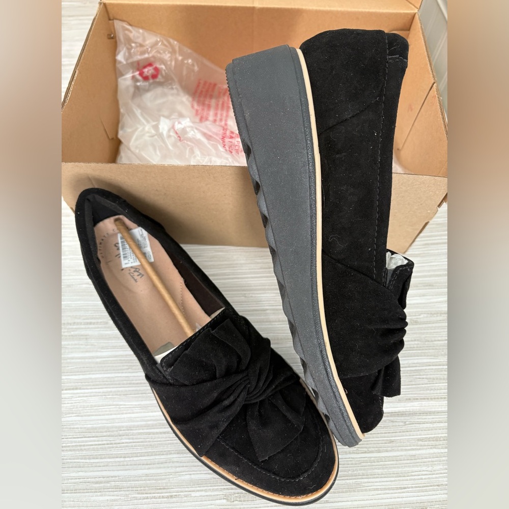 Clarks Black Suede Loafers